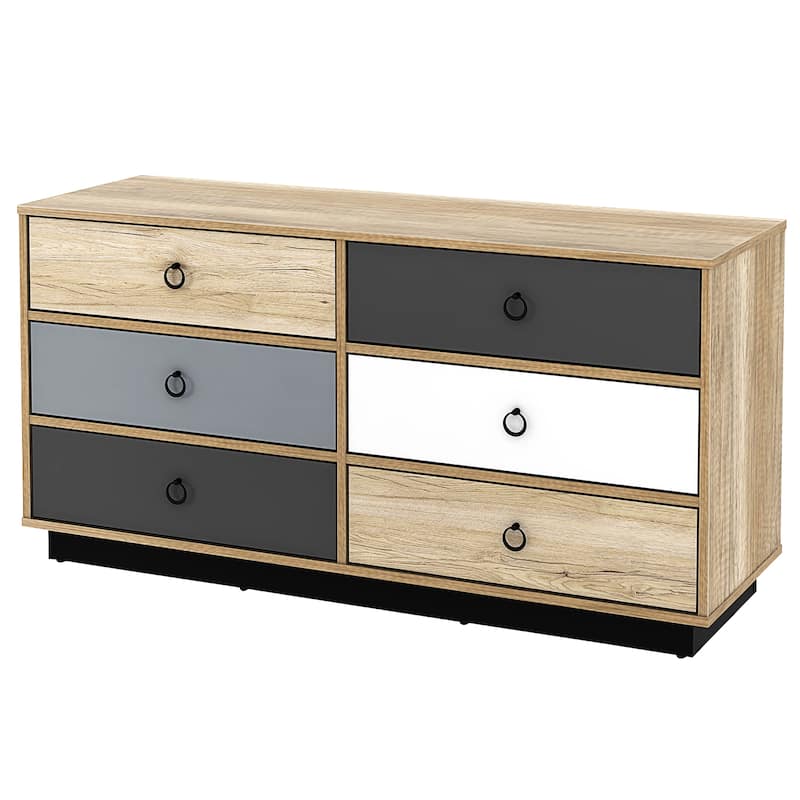 6 Drawer Dresser Accent Double Clothes Organizer Unit Bedroom Chest - Multi