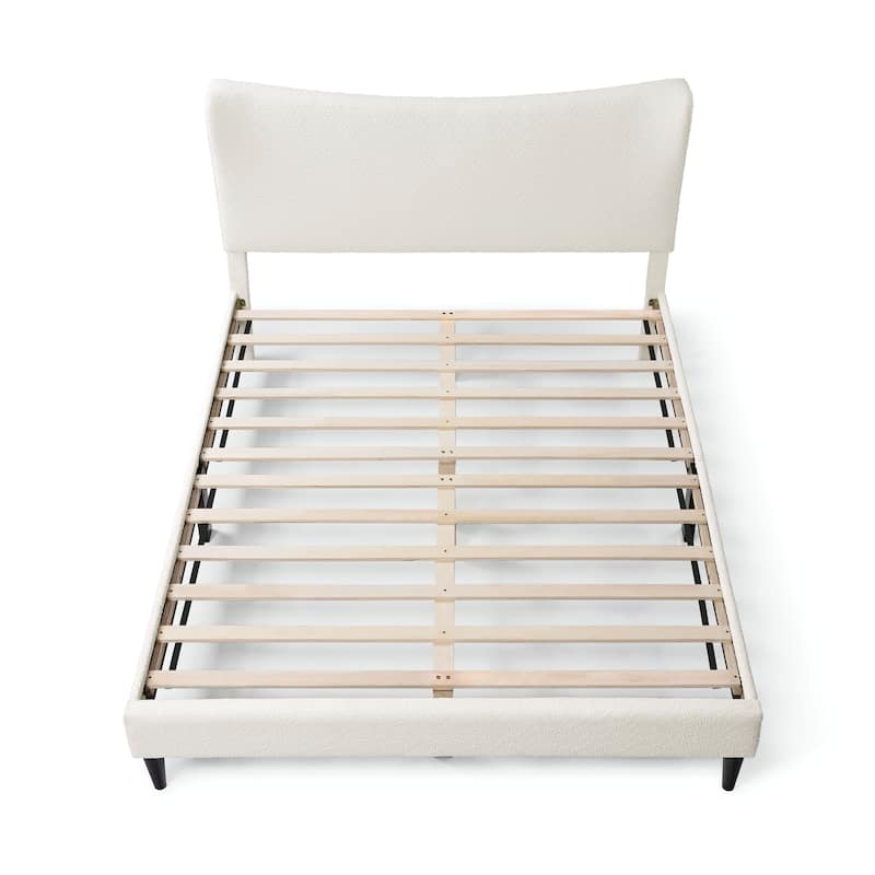 Furniture of America Gail Modern White Boucle Adjustable Queen-Size Platform Bed