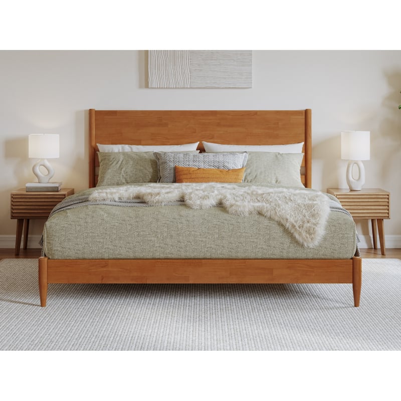 King Size Platform Bed - Solid Wood Low Profile Bed Frame - Victorian Style Bedroom Furniture