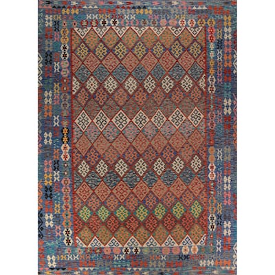 Reversable Kilim Oriental Area Rug Flatweave Wool Carpet - 10'2"x 12'11"