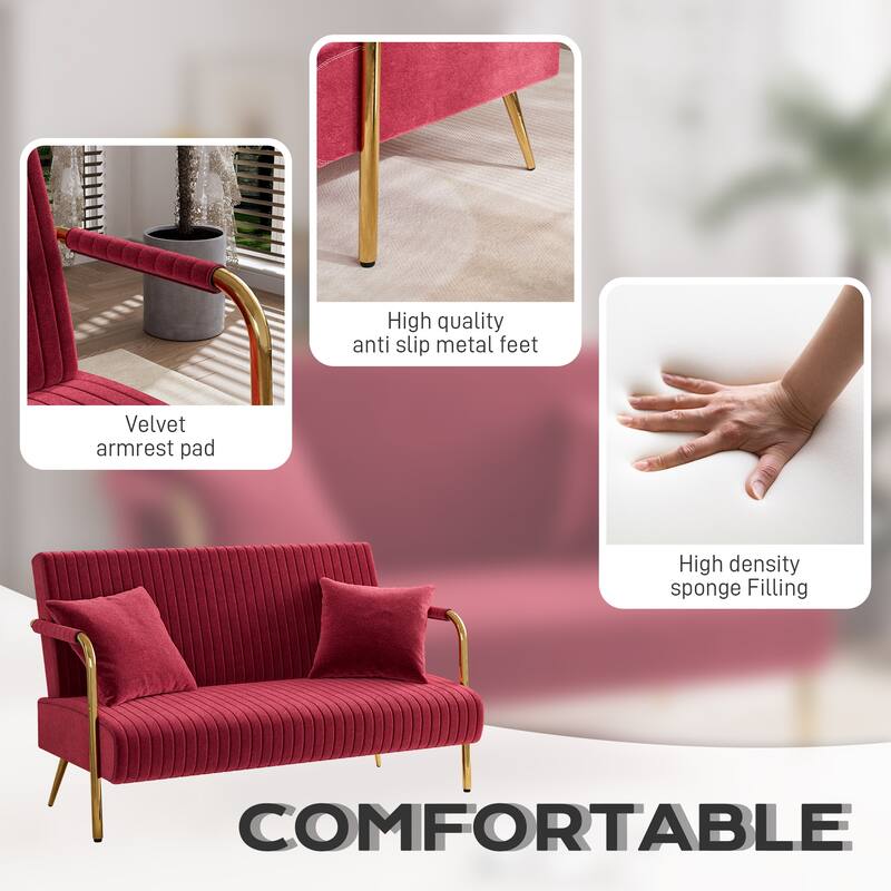 Ouyessir Upholstered Loveseat, Tufted Back Couch, Accent Armchair with 2 Pillows