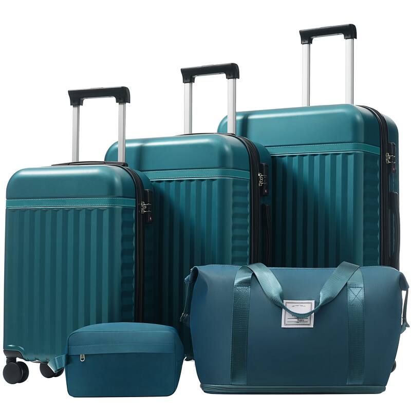 5 Piece Luggage Sets w/Spinner Wheels, Hardshell ABS Suitcase Set w/Tsa Lock, Lightweight Hardside Waterproof Travel Suitcases