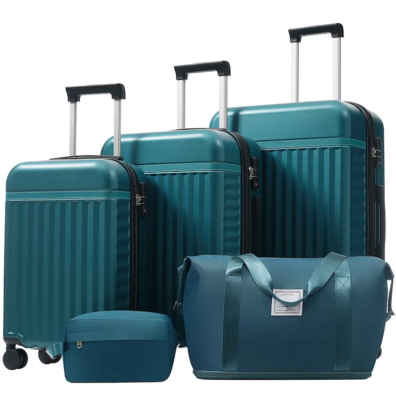 Luggage Set 5 Piece, Hardside Carry on Suitcase , Expandable Luggage with Travel Bags Spinner Wheels TSA Lock