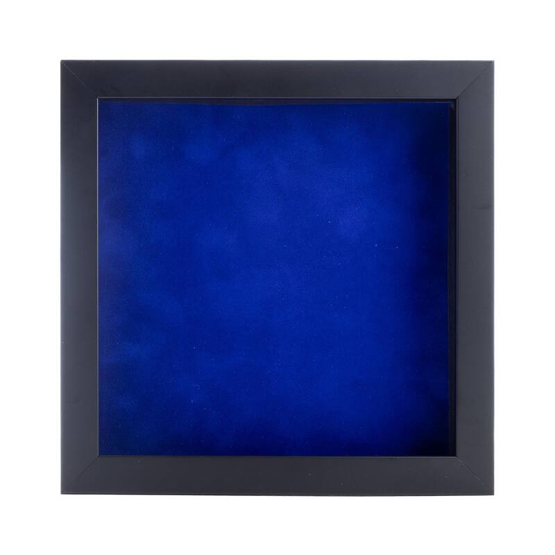 8x8 Shadow Box Frame Black Wood | With a 3/4" Usable Display Depth | Includes a Royal Blue Real Suede Texture Acid-Free Backing