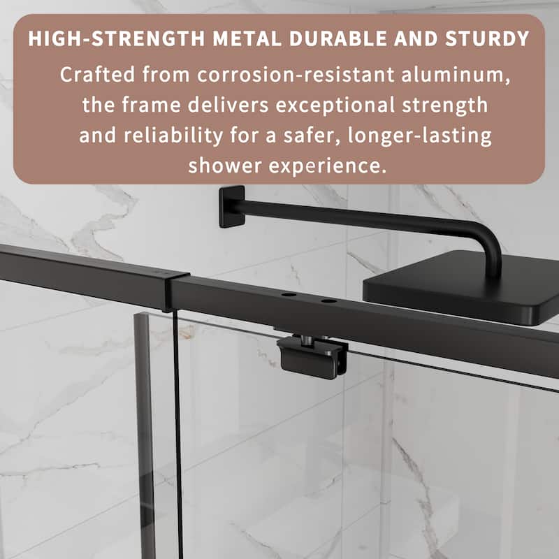 Modland 44-48"x71'' Adjustable Pivot Shower Door - Auto-Lift Hinge, Magnetic Seal, 6 Finishes for Uneven Walls - 48''x 71''