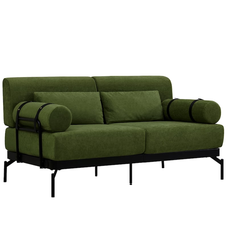 Roomfitters Loveseat Sofa with USB Ports and Cylindrical Armrests, 2-Seater Couch for Living Room