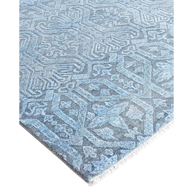 Ikat One-of-a-Kind Hand-Knotted Area Rug - Gray, 7' 10" x 9' 10" - 7' 10" x 9' 10"