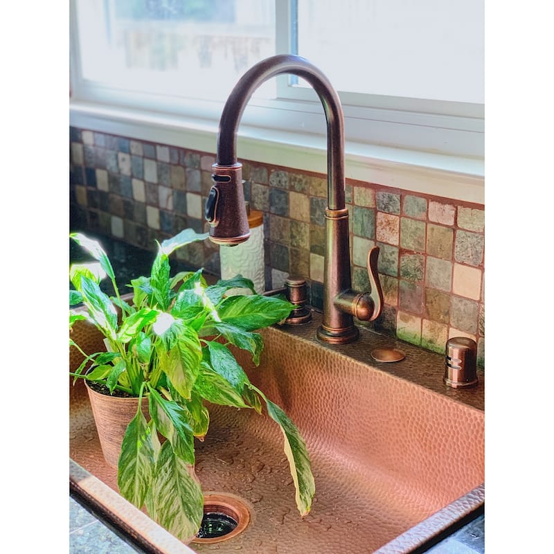 Angelico Copper 33" Single Bowl Drop-In Kitchen Sink with 4 Holes