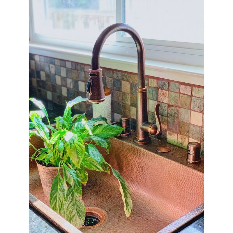Angelico Copper 25" Single Bowl Drop-In Kitchen Sink with 4 Holes