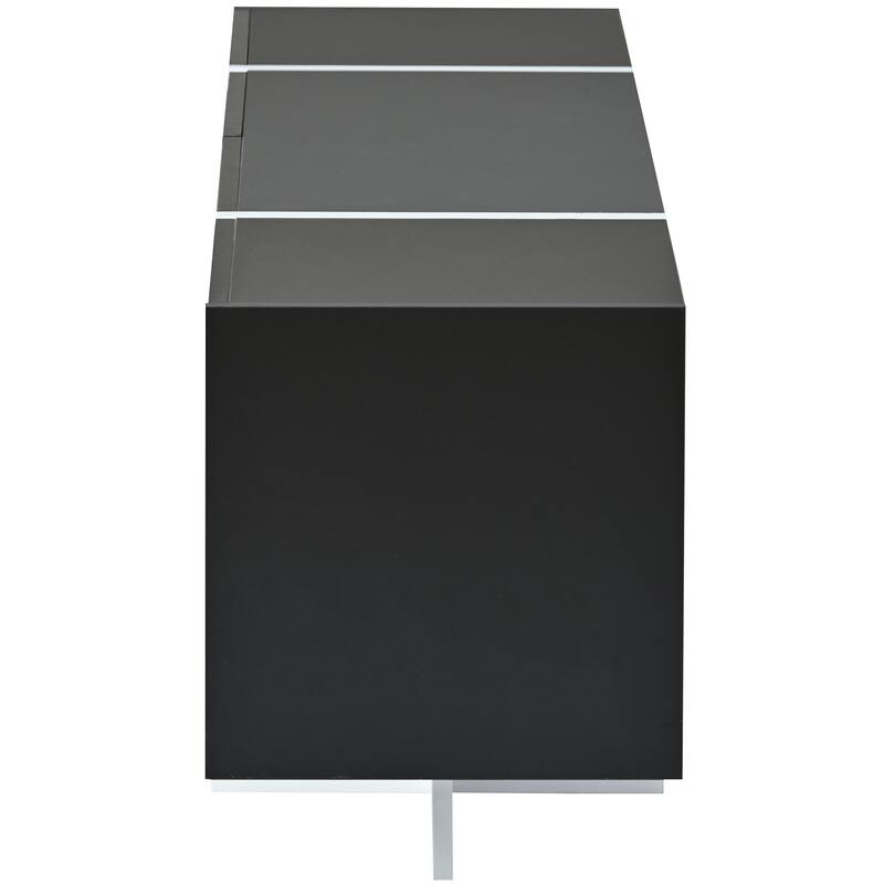Modern TV Console for TVs Up to 80'', Contemporary Rectangle Design with 3 Cabinets & 2 Drawers, High Gloss Surface