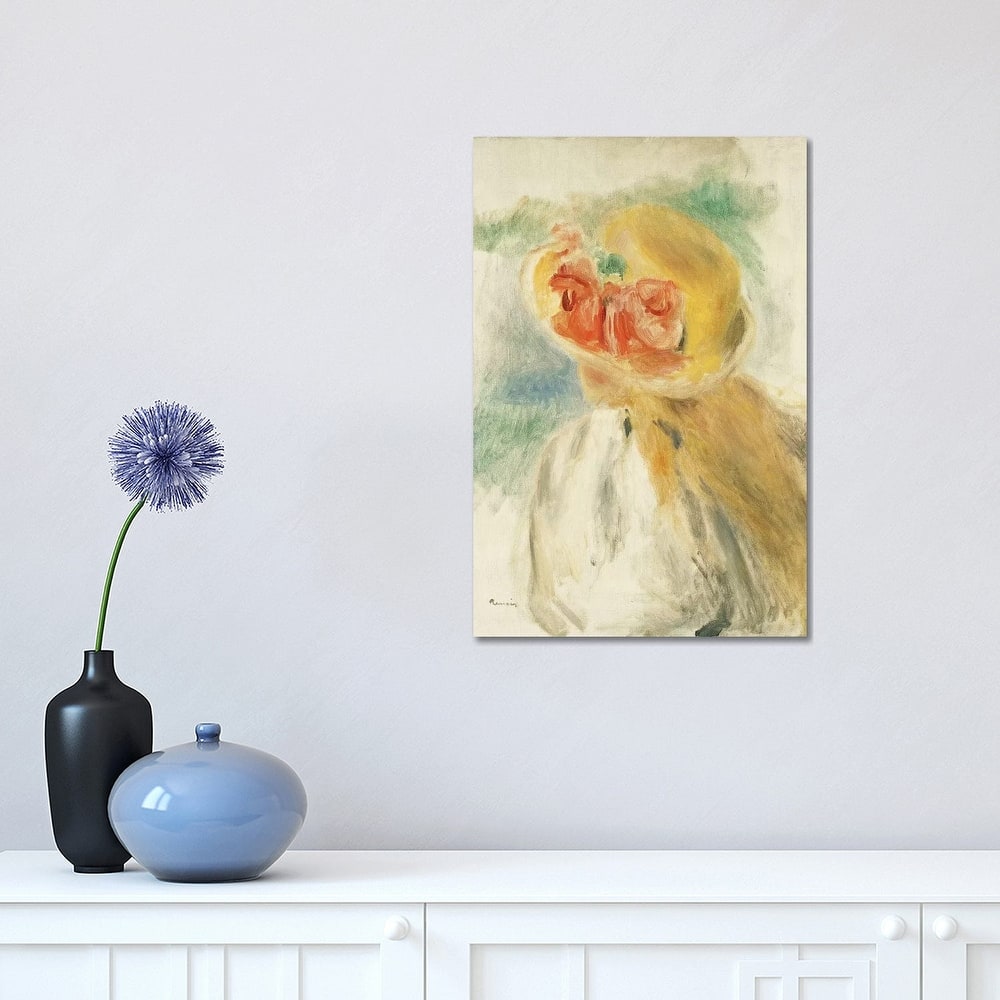 iCanvas "Young Girl with Flowers in her Hat" by Pierre-Auguste Renoir Canvas Print
