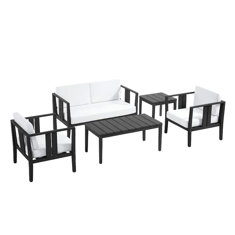 5-Piece Teak Wood Outdoor Conversation Set