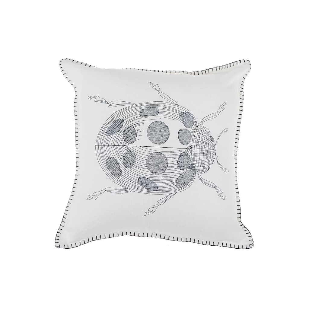 Blanket Stitch Embroidered Cushion Lady Bug 18 X 18 - Set of 2