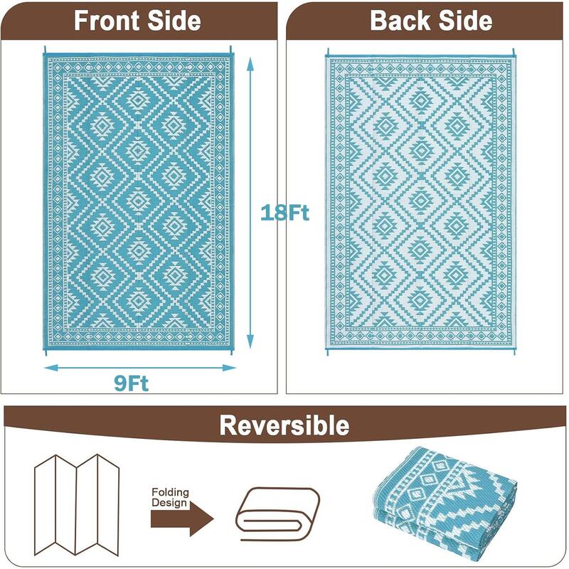 Outdoor Camping Rugs, Reversible Mats, Plastic Straw Rug for Patio