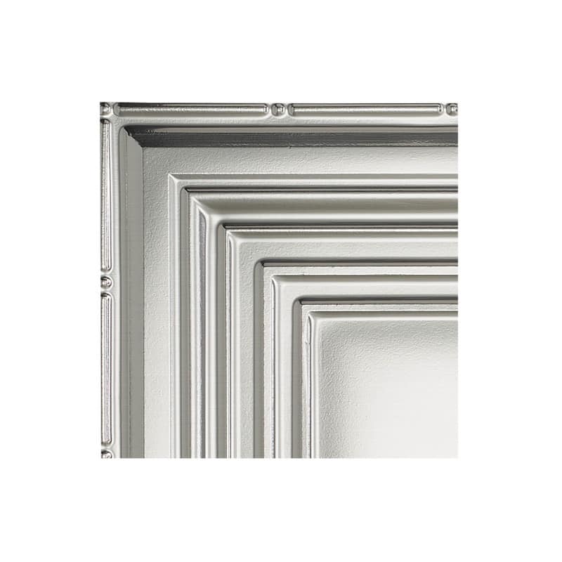 FASÄDE Traditional Style 3 Decorative Vinyl 2ft x 2ft Lay in Ceiling Panel in Brushed Aluminum (5 Pack) - 12in x 12in Sample - Brushed Aluminum