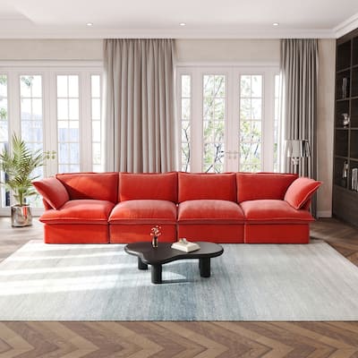 Modular Sectional Sofa Couch, 162.98" Velvet 4 Seater Sofa, Sofa Couch for Living Room Apartment