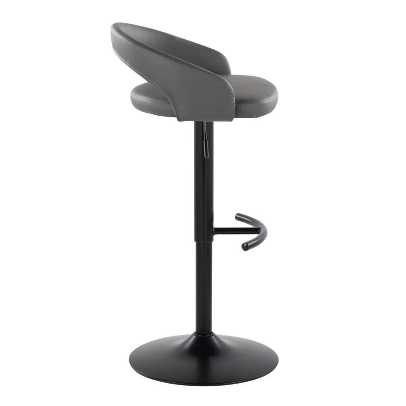 Grotto Upholstered Adjustable Barstool with Black Metal - Set Of 3