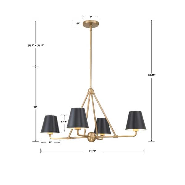 Xavier 4 Light Vibrant Gold Chandelier - 31.75"W x 17"H