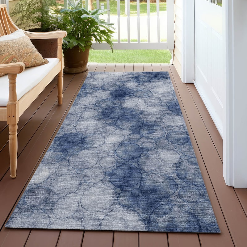 Machine Washable Indoor/ Outdoor Modern Aby Chantille Rug - Navy - 2'3" x 7'6"