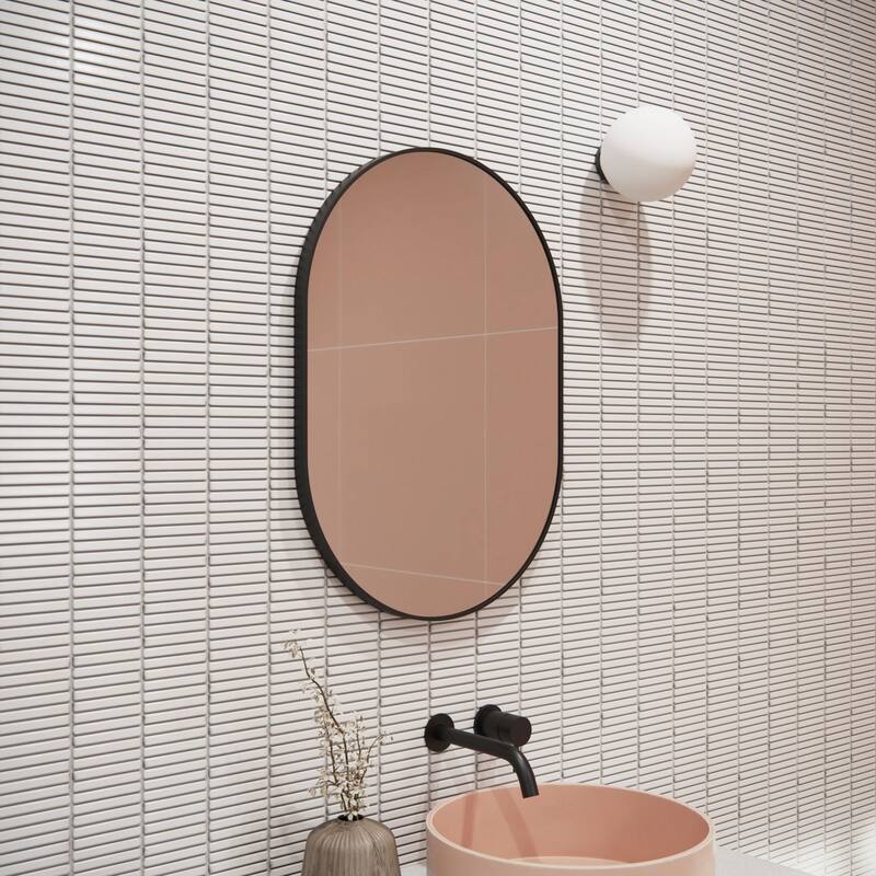Glass Warehouse SF-PL-20X28 Inara 20" W x 28" H Contemporary Oval - Matte Black