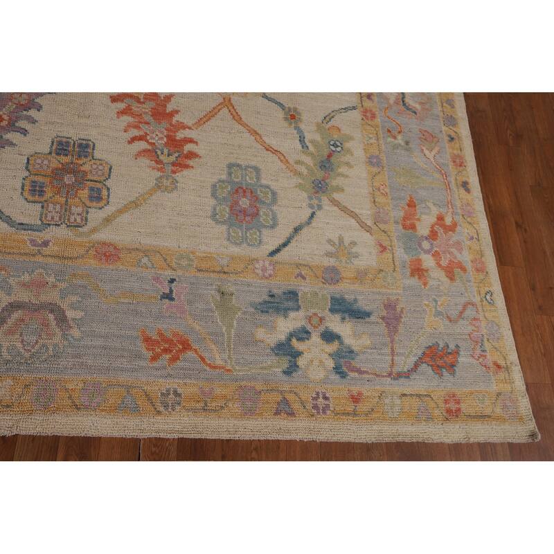 Oushak Turkish Area Rug Hand-Knotted Transitional Wool Carpet - 8'1"x 9'9"