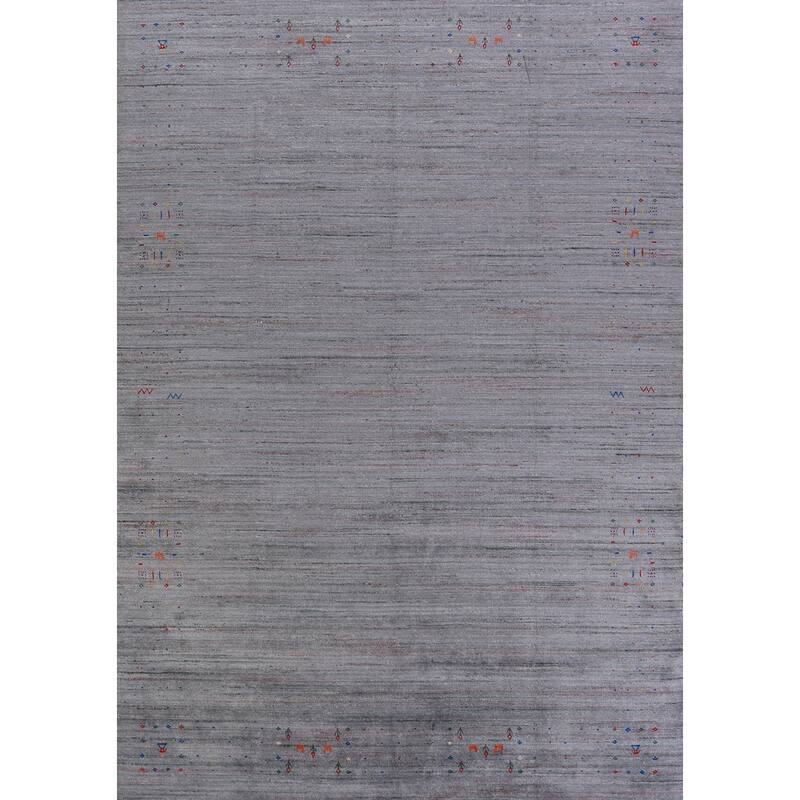Hand Knotted Oriental 100% Wool Carpet Tribal Tribal Greys & Charcoal Gabbeh Area Rug - 11' 11'' X 8' 10''