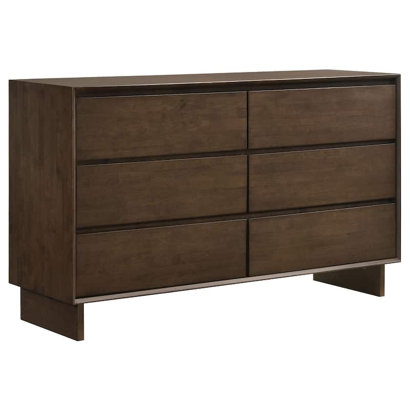 Genu 5pc Queen Size Bedroom Set, Modern Warm Brown Rubberwood