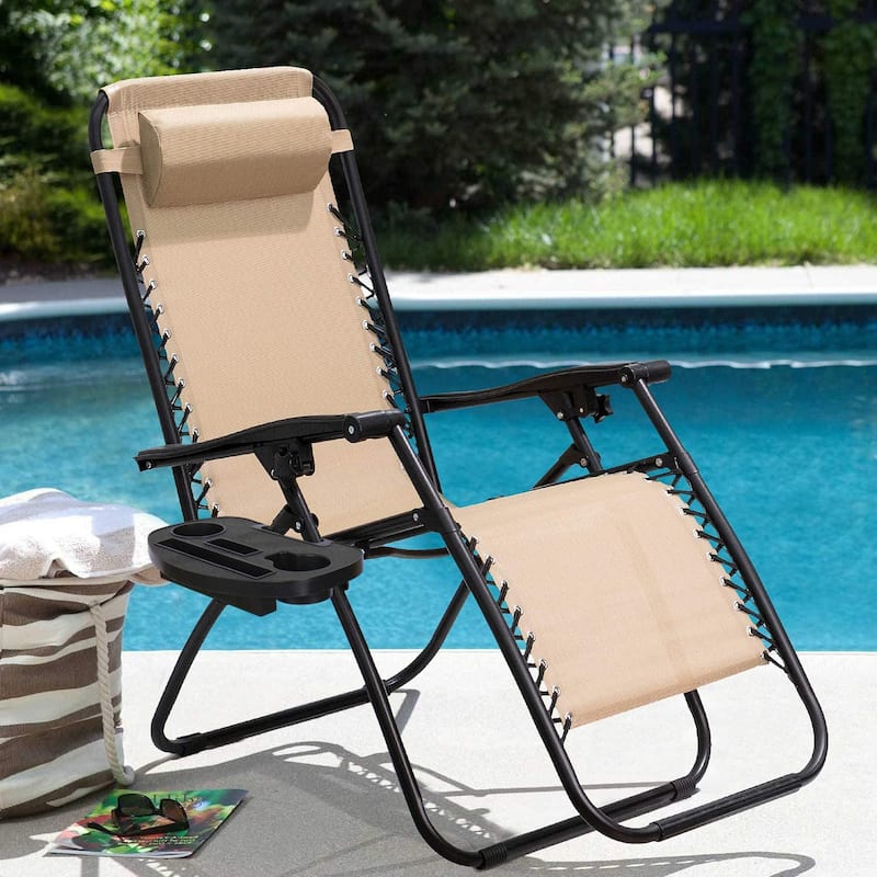 2 Patio Zero Gravity lounge chairs for outdoor leisure with adjustable