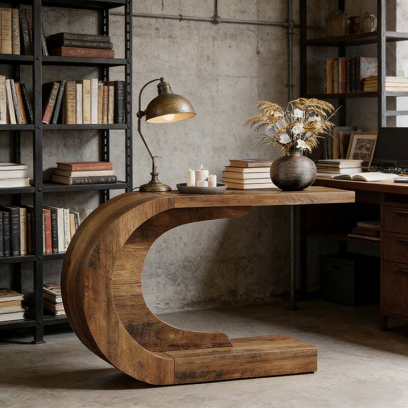 Contemporary C-Shaped Console Table - Modern Hallway Table & Coffee Table