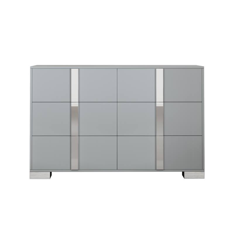 Elegant Modern Dresser with Metal Handle,Mirrored Storage Cabinet with 6 Drawers for Bedroom,Living Room