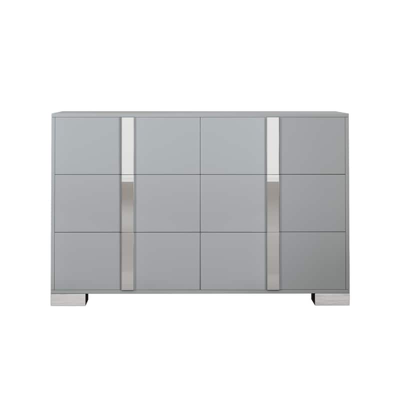 Roomfitters 3-Piece Bedroom Set, Elegant 6-Drawer Dresser and 2 Nightstands with Metal Handles