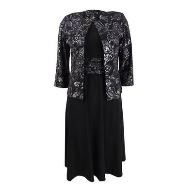 Jessica Howard Women's Petite Midi Dress & Metallic Paisley Jacket