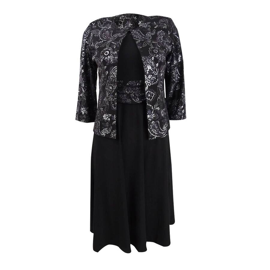 Jessica Howard Women's Petite Midi Dress & Metallic Paisley Jacket