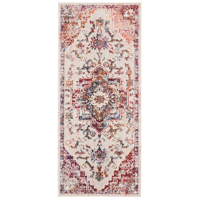 SAFAVIEH Crystal Floretta Vintage Boho Medallion Rug - 2'2" x 5' - Light Blue/Burgundy