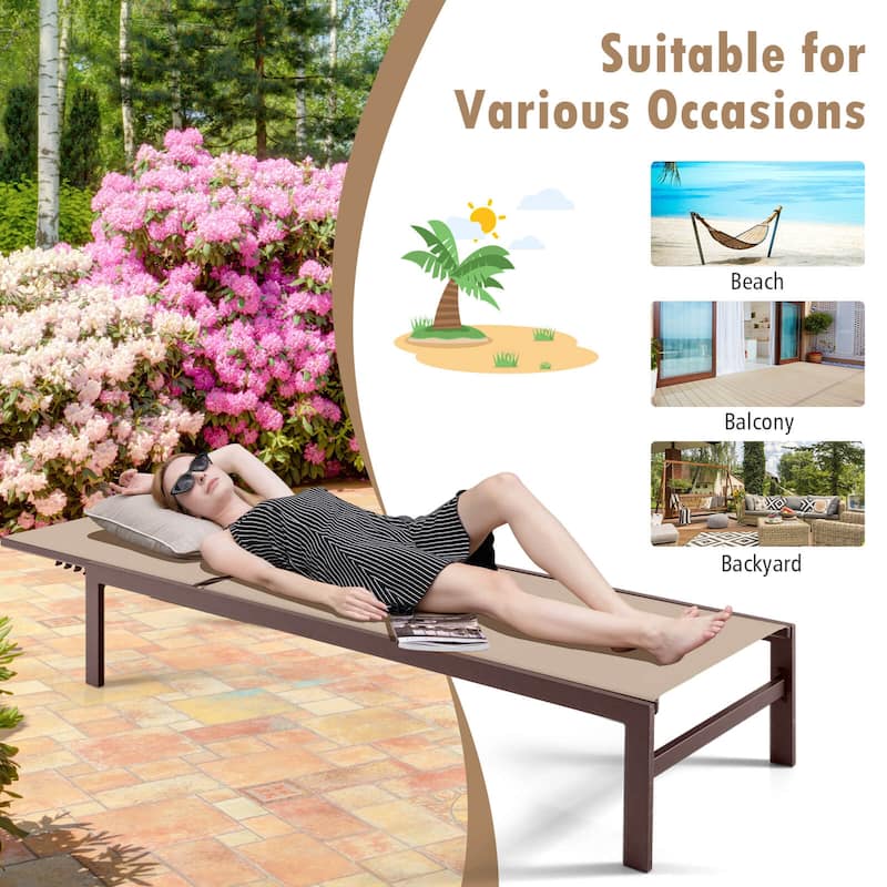 Costway 2 PCS 6-Position Lounge Chair Chaise Aluminium Adjust Recliner - See Details