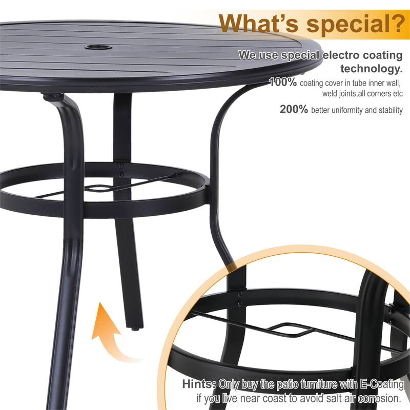 MAISON ARTS 5-Piece Outdoor 37.8"/42" Round Metal Patio Dining Set