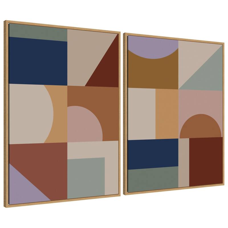 Kate and Laurel Modern Bohemian Pattern 2 Piece Framed Canvas Wall Art Set by The Creative Bunch Studio - 2 Piece Set 28x38 - Natural