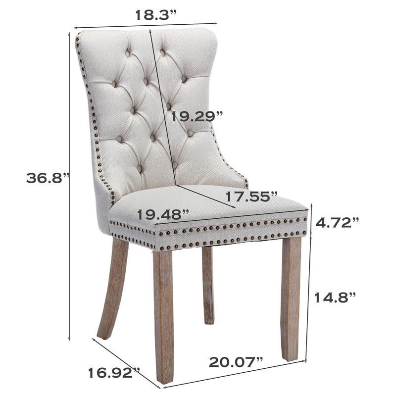 Tufted Naliheads Solid Wood Upholstered Dining Chairs (Set of 8)