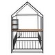 preview thumbnail 26 of 28, Twin Size Metal House Bed Frame with Desk, Shelves, USB Ports & Power Outlets, Stylish and Space-Saving Bedroom Solution, White