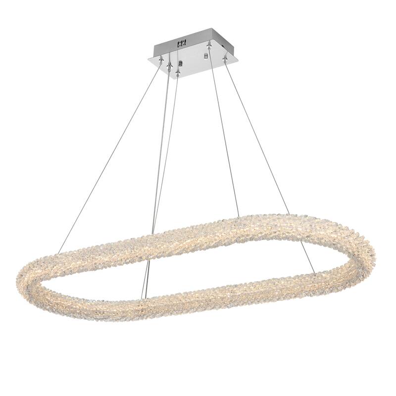 Elegant Lighting 3800D42L1 Bowen 42" Wide LED Crystal Ring Chandelier - Chrome