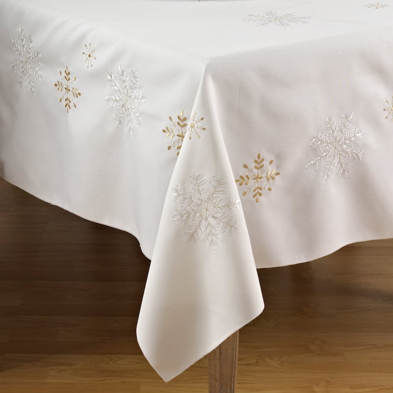 Elegant Tablecloth With Snowflake Design - 70"x70" - Ivory