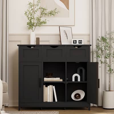 35.4" Wide 3 Drawer Sideboard, Multifunctional Storage Cabinet