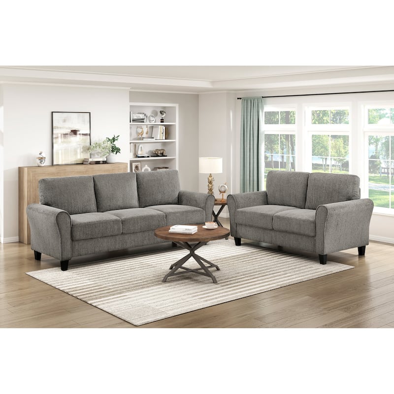 Classic Comfort Brown Gray Sofa with Solid Wood & Plywood Frame