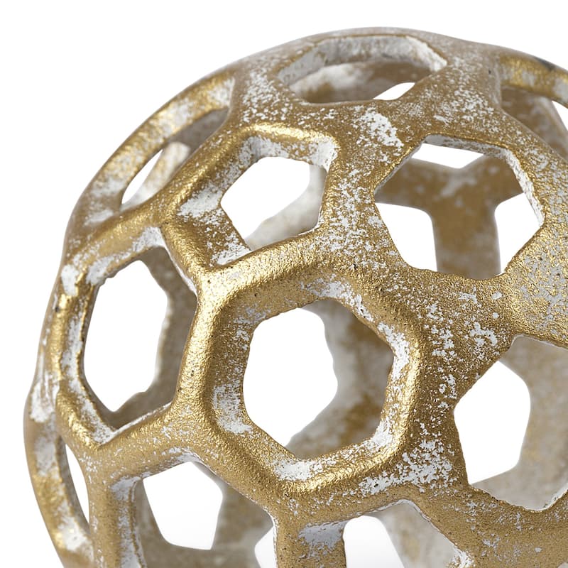 HomeRoots 3" Gold Metal Decorative Orb Tabletop Sculpture