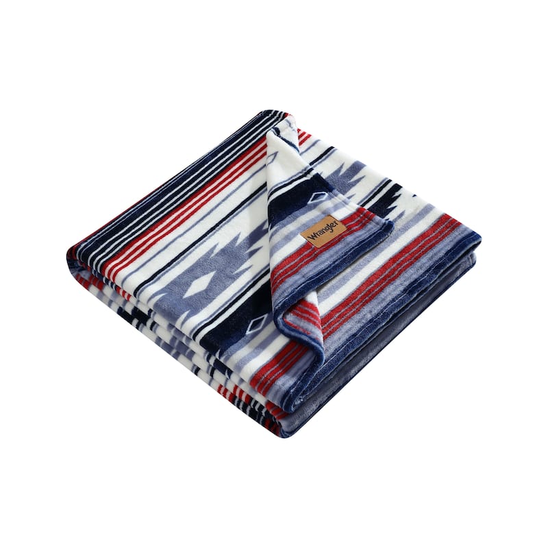 Wrangler Printed Ultra Soft Plush Fleece Throw Blanket.