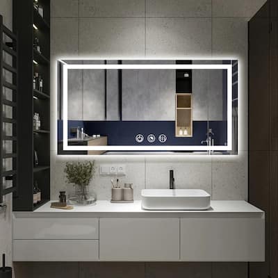 LED Bathroom mirror with Light,Dimmable 3 Colors Temperature Anti-fog Wall Mounted LED Bathroom Mirror(Frontlit & Backlit)