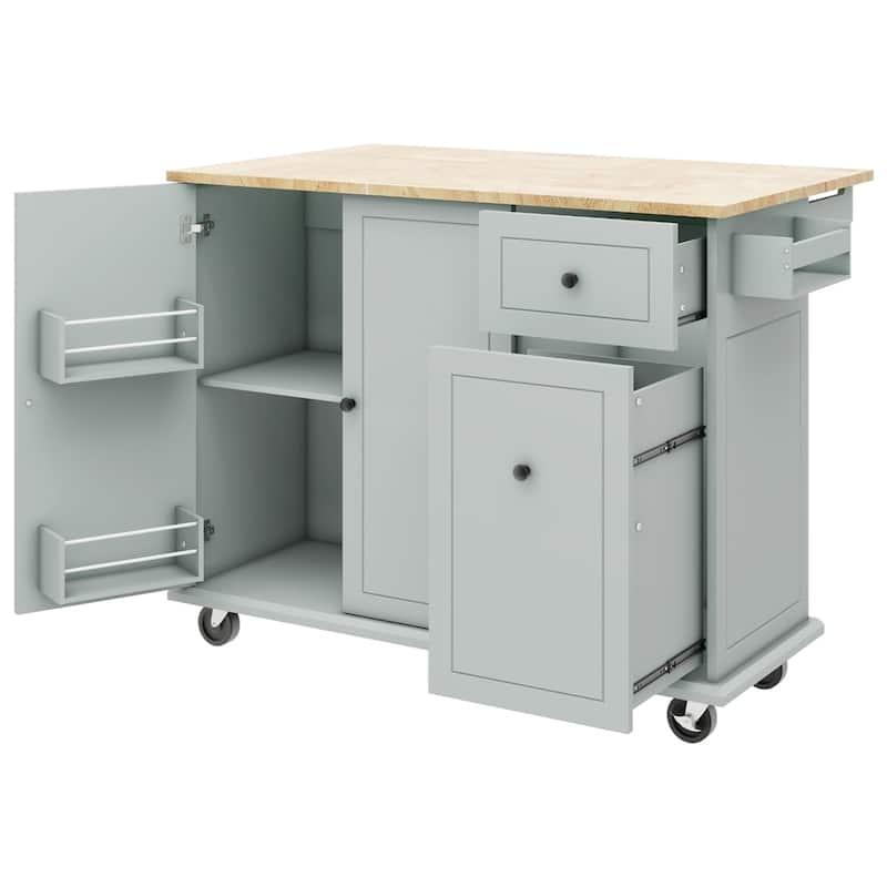 Rolling Kitchen Cart with Internal Storage Rack and Pull Out Cabinet - N/A