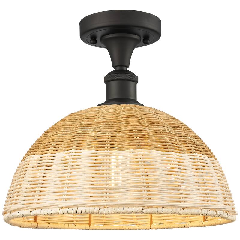 Innovations Lighting 516-1C-11-12 Bristol Natural II Semi-Flush - Oil Rubbed Bronze / Natural