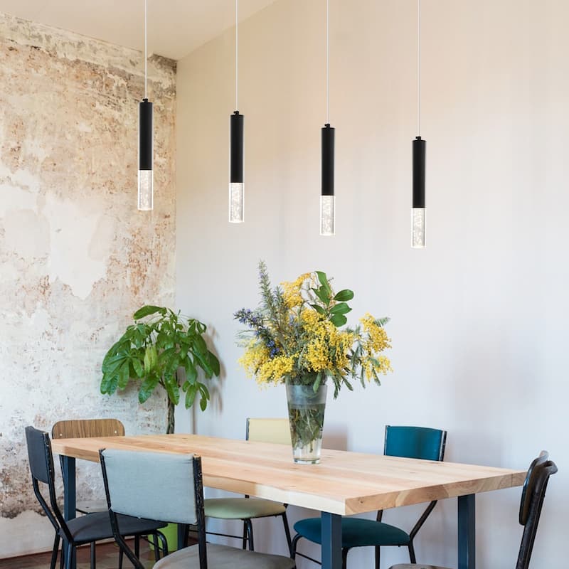1-Light Single Cylinder LED Pendant Light, Classic Semi Flush Mount Chandelier for Kitchen Island Dining Room - N/A