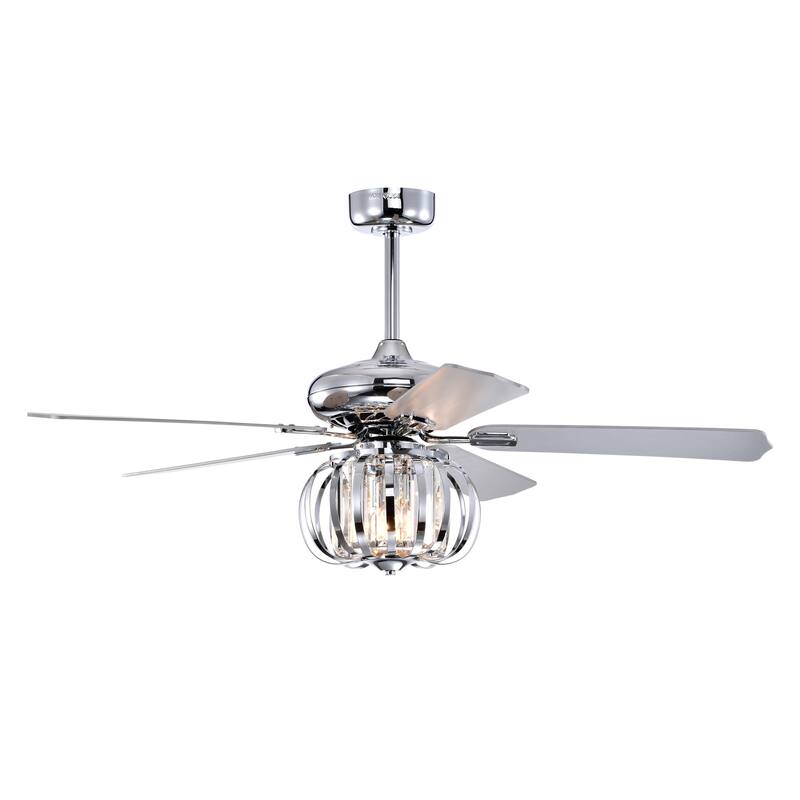 Tamaya 52 Inch Chrome Finish Crystal Ceiling Fan with Remote - N/A